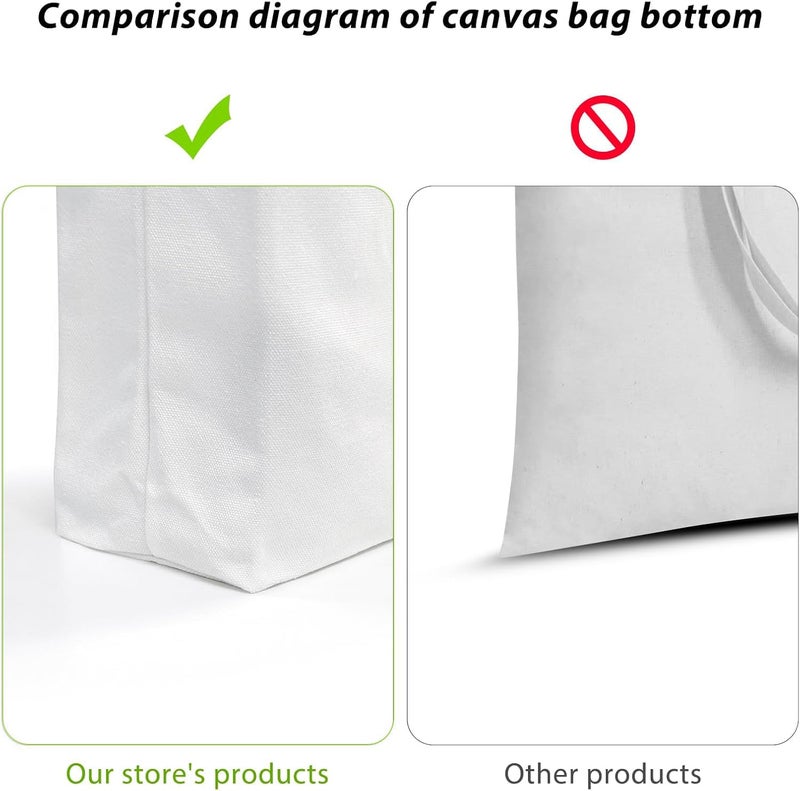 Faylapa 6 Pcs Canvas Tote Bags,Heavy Duty and Strong Easter Hunter Bag Shopping Grocery Bag Blank Cotton Bags for Decorating Christmas Crafts DIY,Painting (White, 13.6"x 15.3") - Image 4